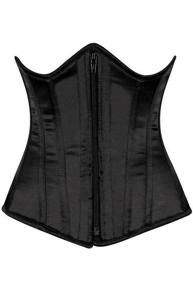 Black Satin Underbust Steel Boned Corset