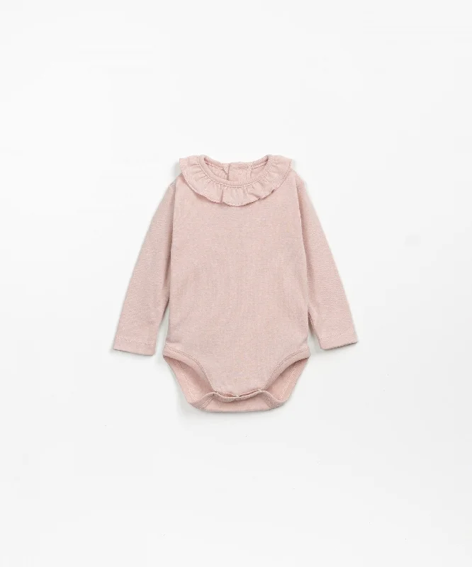 Bodysuit with Collar Detail & Snaps - Light pink