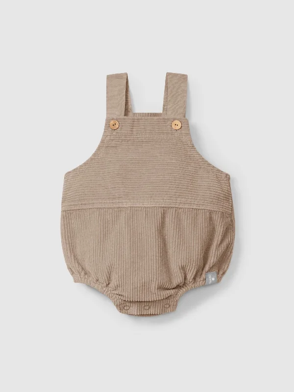 Bubble romper in cotton corduroy - Taupe