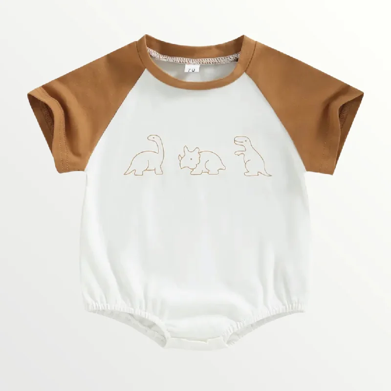 Dino Baby Bodysuit - Brown