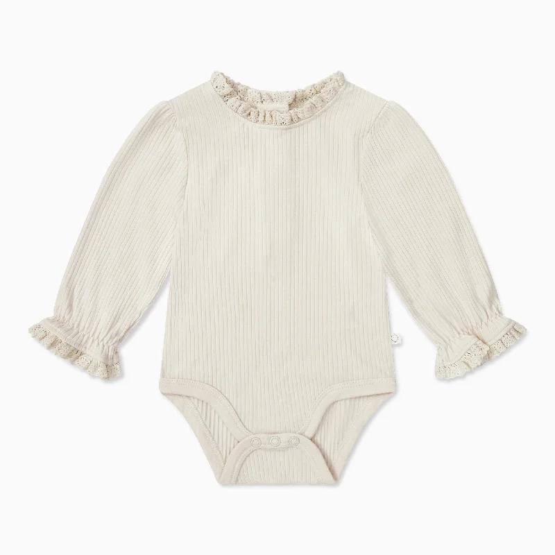 Frilled Ribbed Long Sleeve Bodysuit