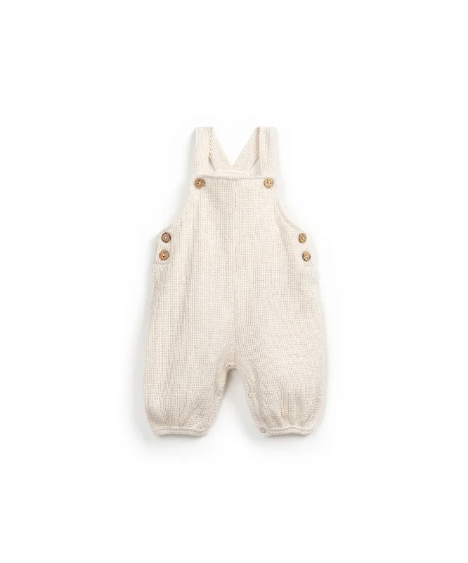 Waffle Jumpsuit with Buttons - Ivory