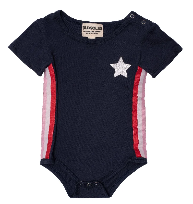 Old Soles Rainbow Stripe Bodysuit, Navy