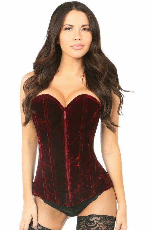 Red Crushed Velvet Overbust Corset