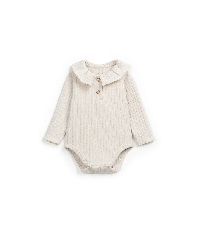 Ribbed Bodysuit with Collar detail - Natural