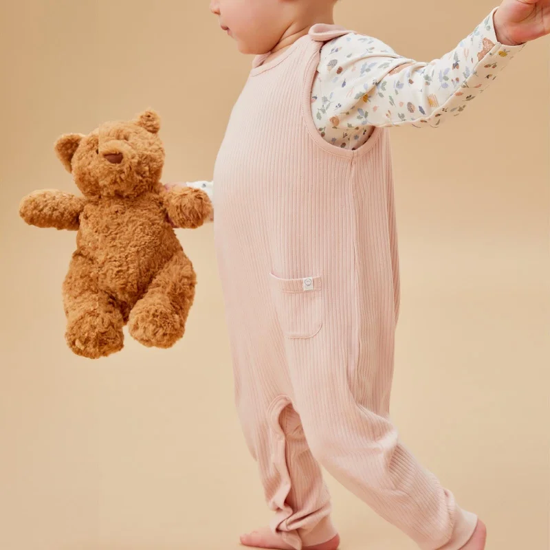 Ribbed Dungarees & Bear Bodysuit Outfit