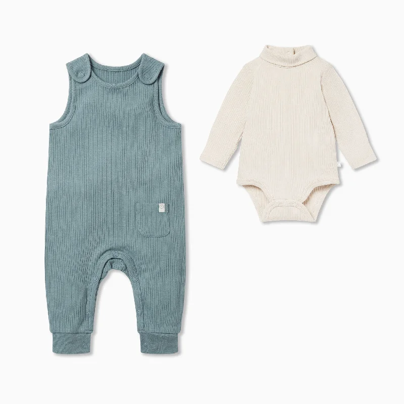 Ribbed Romper & Roll Neck Bodysuit Outfit