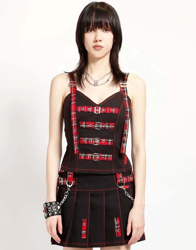 SWEET CHAIN CORSET RED PLAID