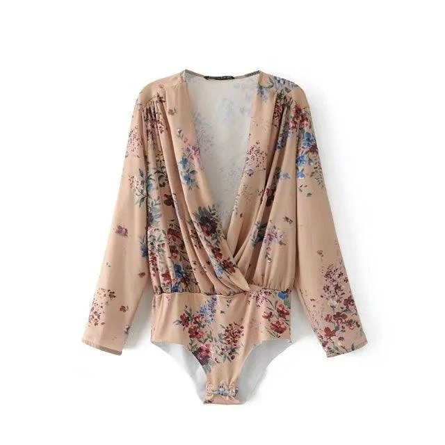 VINTAGE FLORAL WRAP BODYSUIT