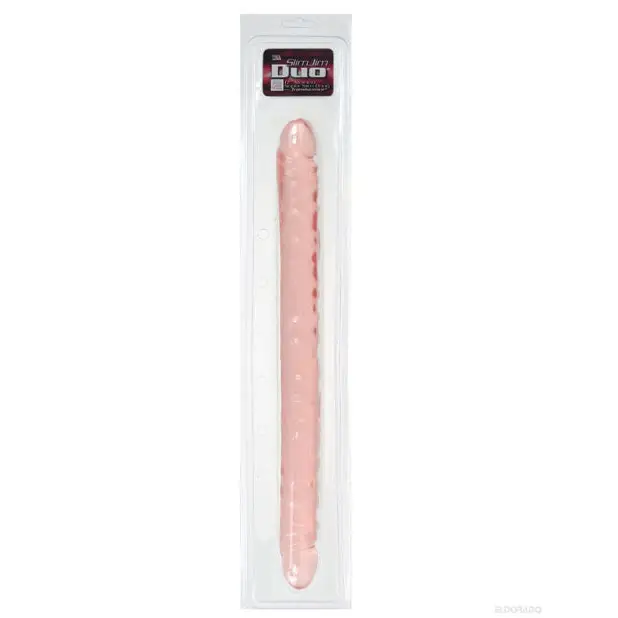 17" Slim Jim Duo Veined Super Slim Dong - Translucence Gel Pink