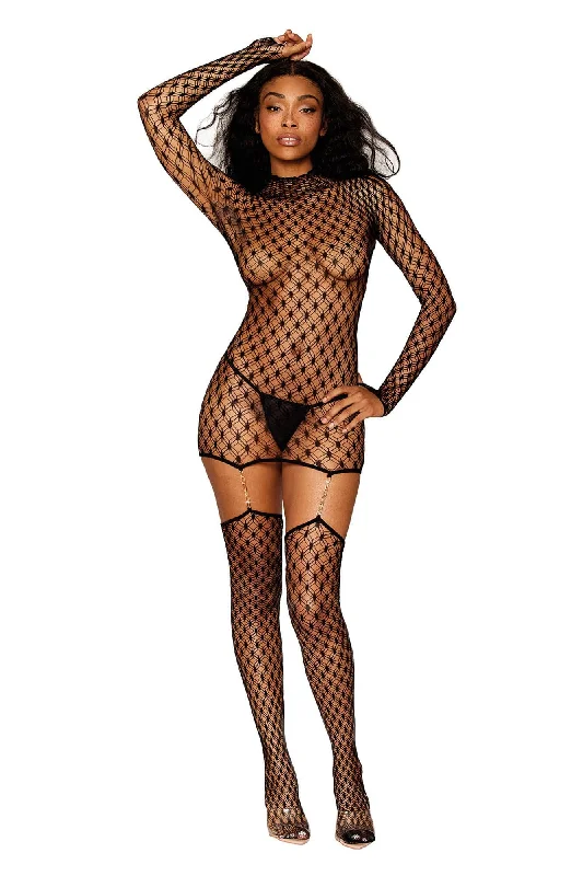 Bodystocking Garter Dress - One Size - Black