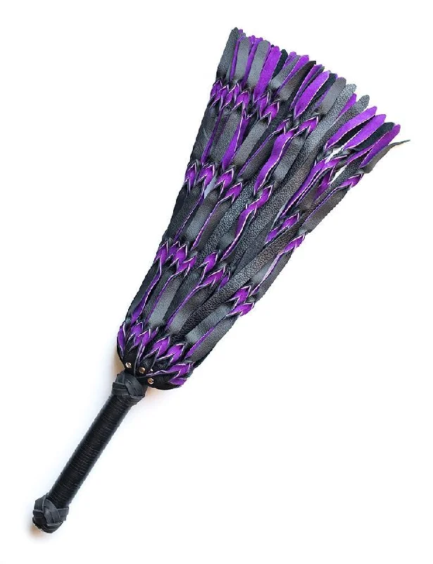 Braided Leather Flogger, Purple & Black