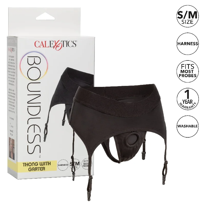 California Exotics - Boundless Thong with Garter Strap On S/M (Black)