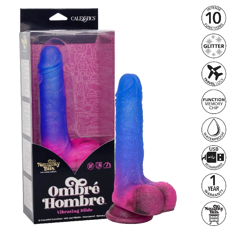 California Exotics - Naughty Bits Ombre Hombre Vibrating Dildo (Purple)