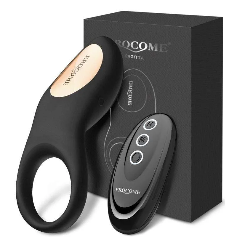 Erocome - Sagitta Remote Control Rechargeable Silicone Cock Ring (Black)