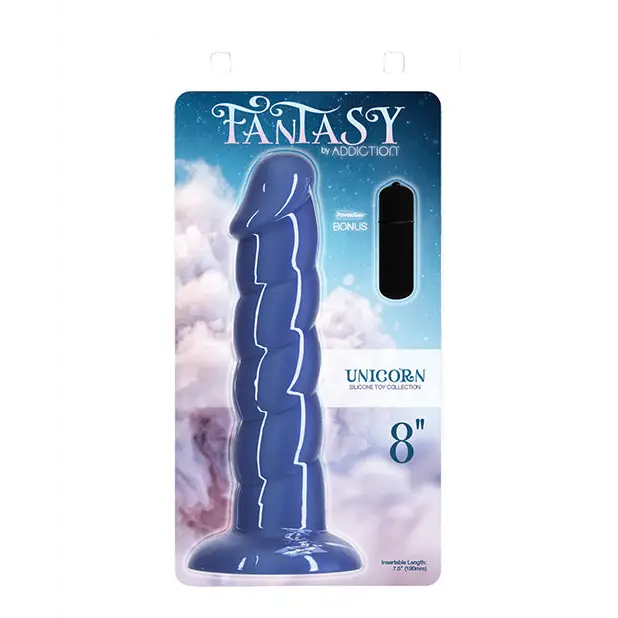 Fantasy Addiction 8" Unicorn Dildo - Blue