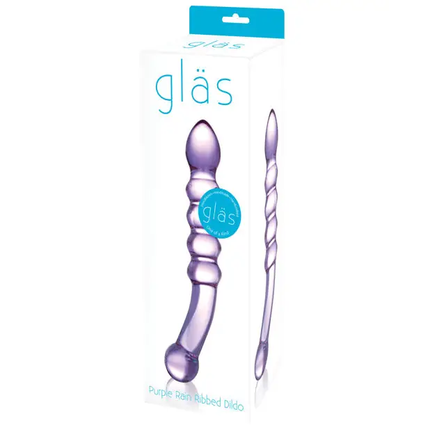 Glas Purple Rain Ribbed Glass Dildo