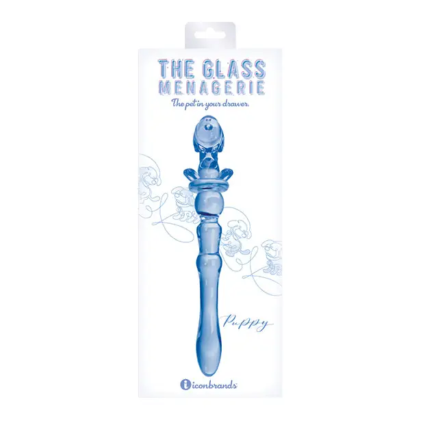 Glass Menagerie Puppy Glass Dildo - Dark Blue