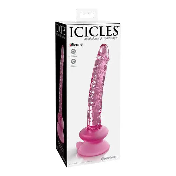 Icicles No. 86 Hand Blown Glass Massager W/suction Cup - Pink