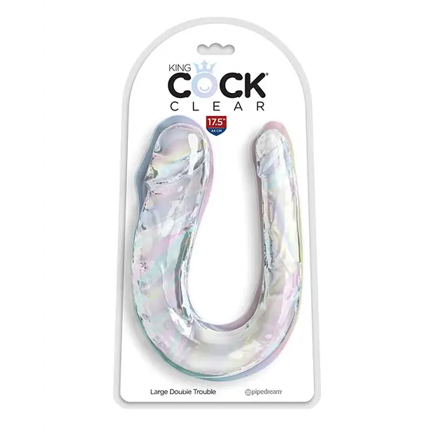 King Cock Clear Large Double Trouble Dildo - Clear