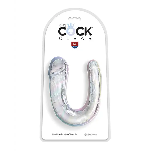 King Cock Clear Medium Double Trouble Dildo - Clear