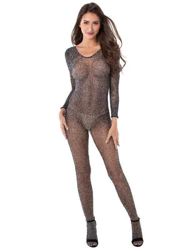 Metallic Knitted Fishnet Bodystocking