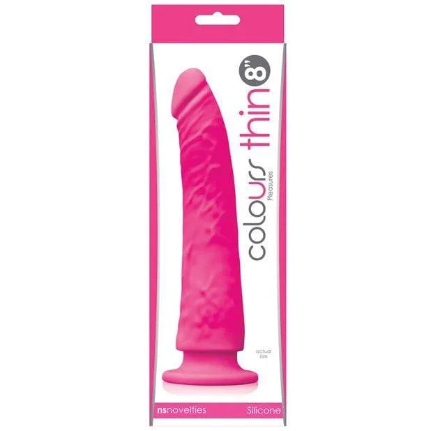 NS Novelties - Colours Pleasures Thin Realistic Dildo 8" with Suction Cup (Pink)