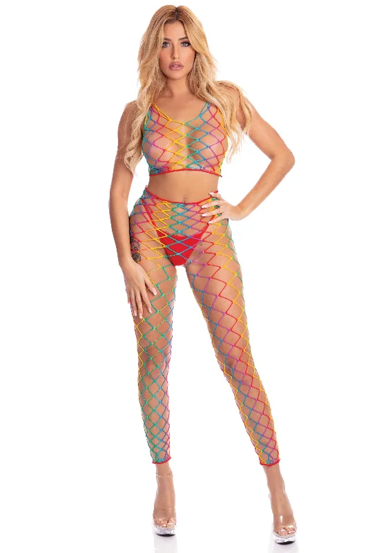 Pink Lipstick - Roy G. Biv 2 Pc Bodystocking - One Bodystocking - One Size - Rainbow