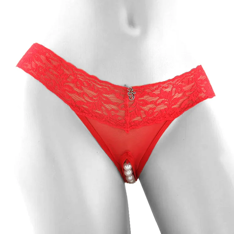 Stimulating Panties with Pearl Pleasure Beads Red /M