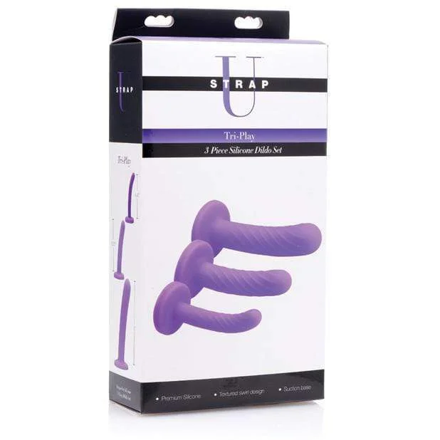 Strap U - Tri Play 3 Pieces Silicone Dildo Set (Purple)