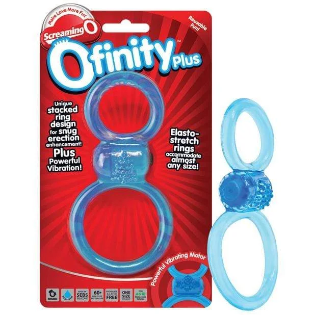 TheScreamingO - Ofinity Plus Vibrating Double Cock Ring (Blue)