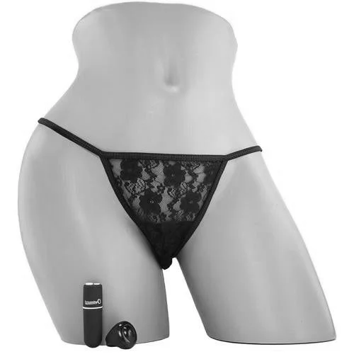 Vibrating Panty Set with Remote Ring in Black