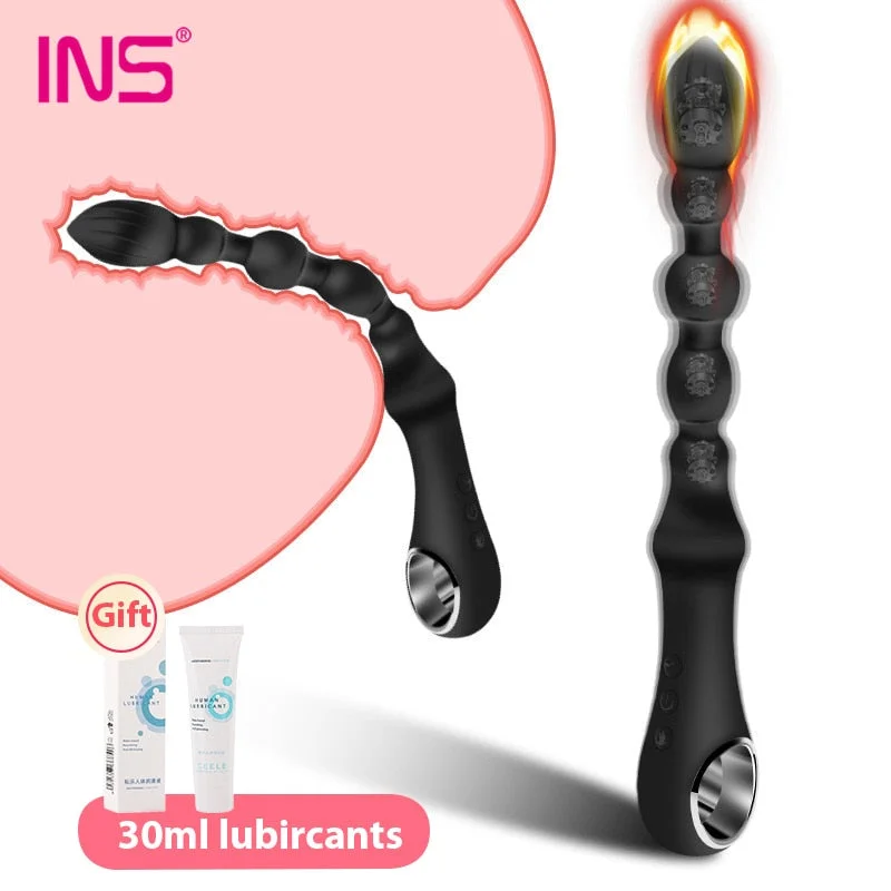 10 Mode Heating Anal Vibrator Long Beads Prostate Massager Flexible Butt Plug Stimulator Anal Beads Plug Sex Toys For Men Women