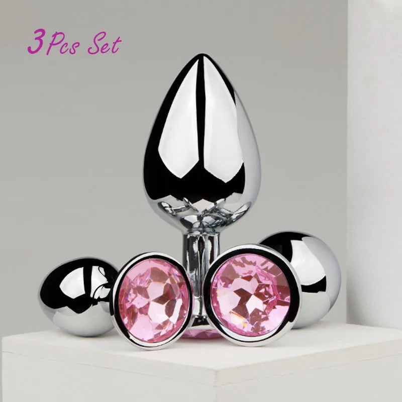 3pcs Beads Crystal Jewelry Anal Plug