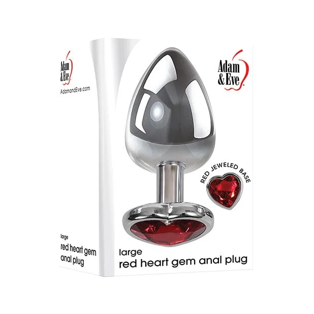 Adam & Eve - Heart Gem Metal Anal Plug Large (Red/Chrome)