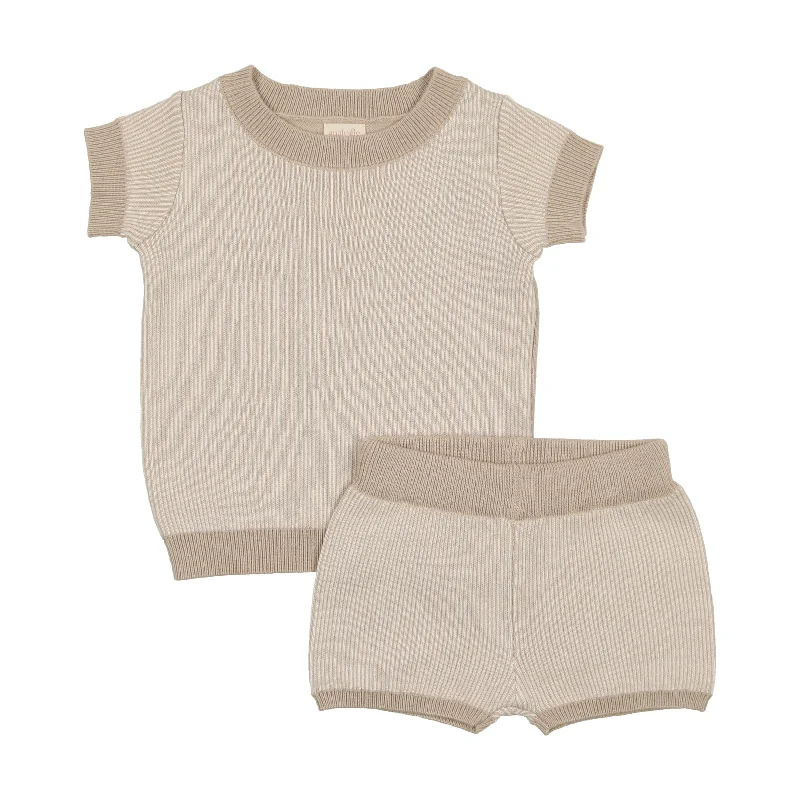 Analogie Stripe Knit Set - Taupe