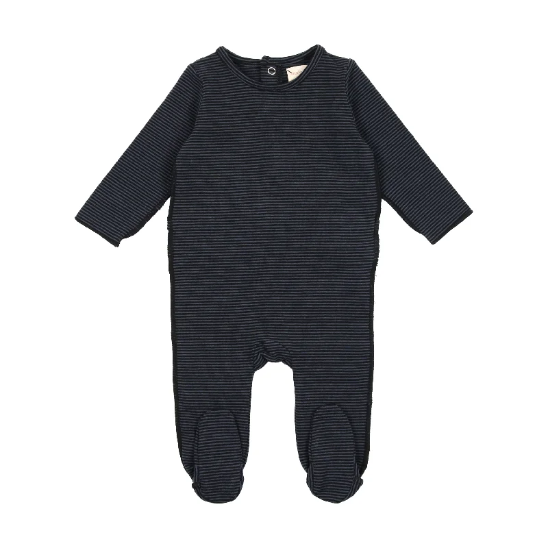 Analogie Tiny Stripe Footie - Black/Midnight