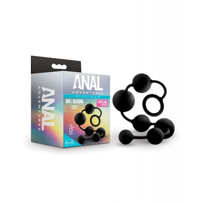 Blush Novelties - Anal Adventures Platinum Silicone Anal Beads Large (Black)