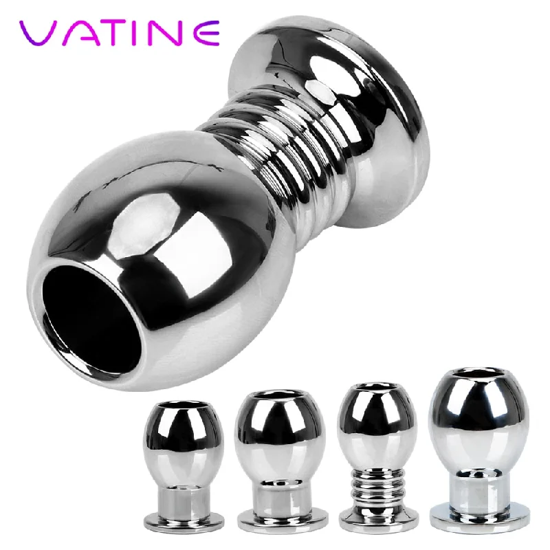 VATINE Metal Hollow Anal Plug Douche Enema Prostata Massager Sex Toys For Woman Men Gay Peep Vaginal Butt Plug Anal Dilator